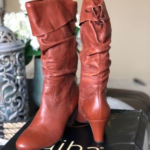 COPY - Rust leather 3/4 scrunch boots
